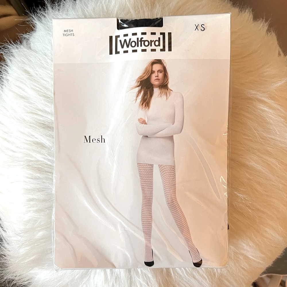 Wolford Black Mesh Tights Sz XS